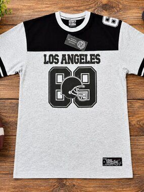 New Playerz 69 Los Angeles Jersey Shirt Men's XL Hip Hop Streetwear Cotton Gray